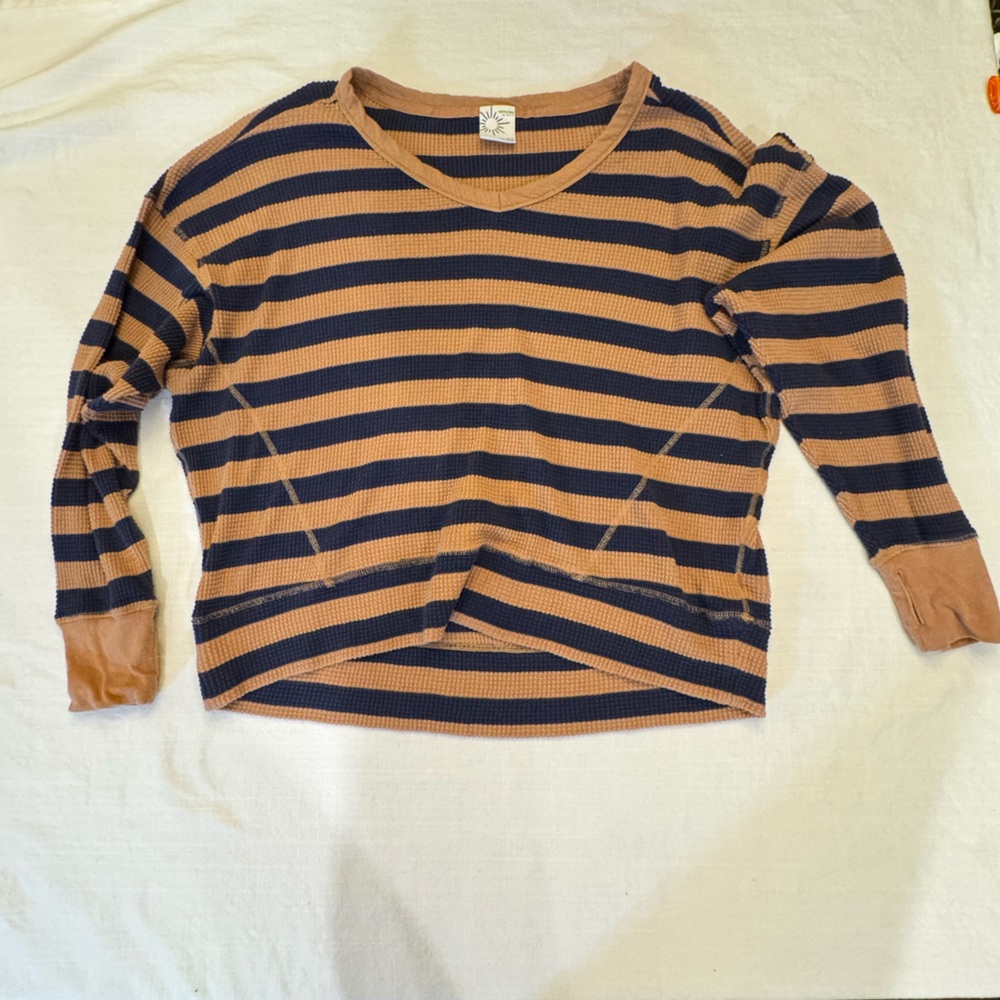 Striped Navy and Tan Sweater